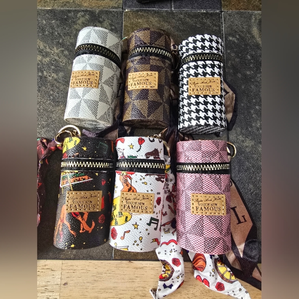Patterned Lipstick Holders with Keychain NIP choose 1